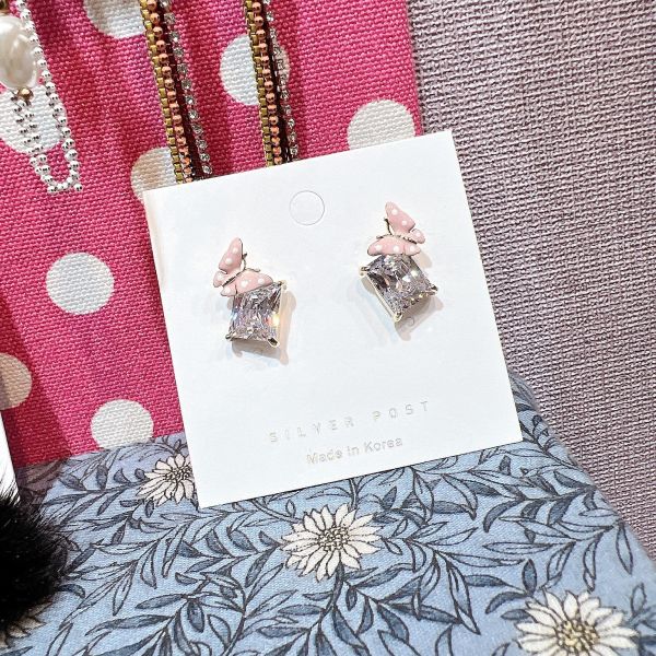 油滴蝴蝶鋯石耳環 