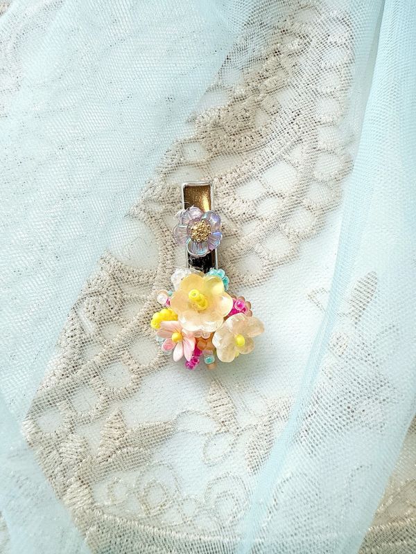 日系手工花小版髮夾 