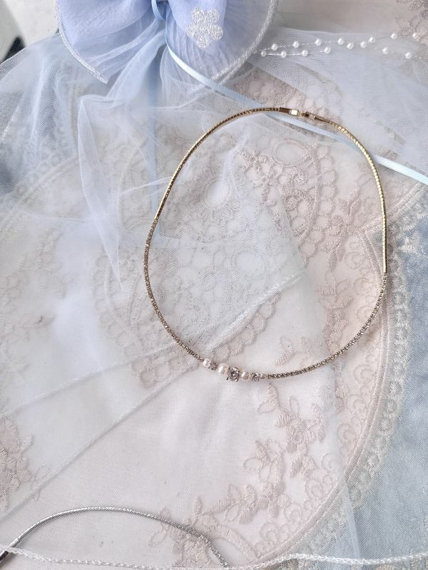 圓形金屬感簡約鋯石項鍊 