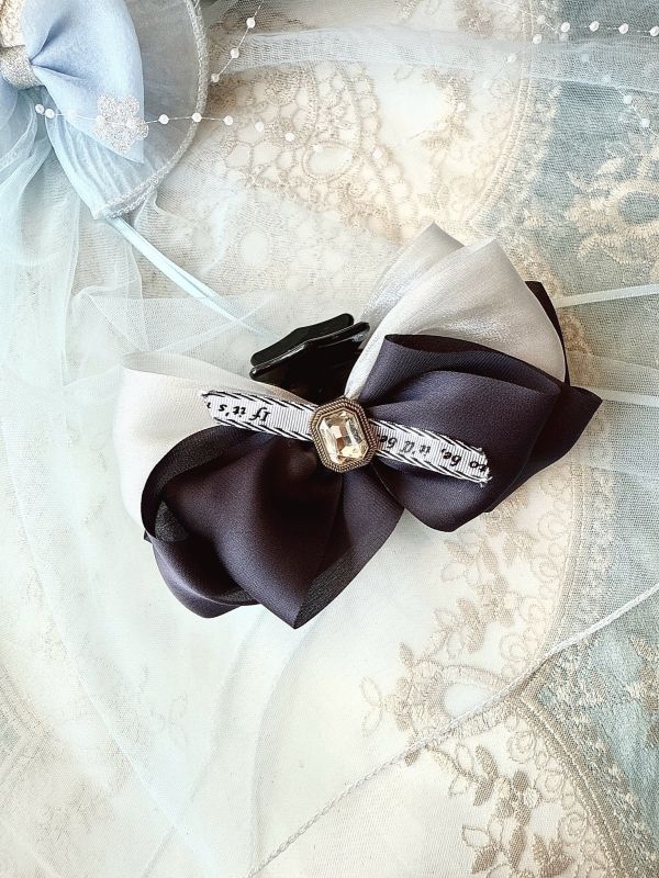 簡約雙層雪紡大蝴蝶結抓夾 