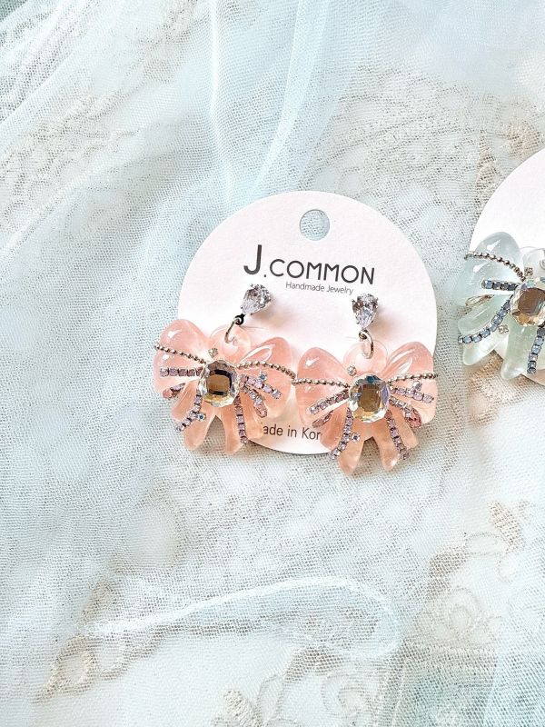 貼鑽精緻果凍感樹酯蝴蝶結耳環 