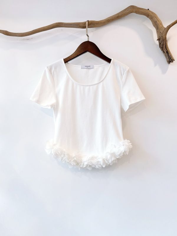 花綻微笑下擺棉質上衣 