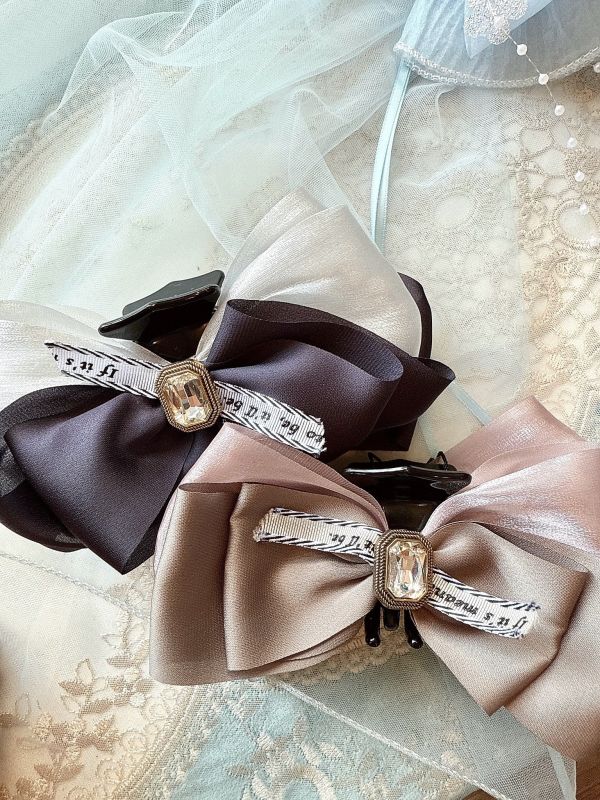 簡約雙層雪紡大蝴蝶結抓夾 