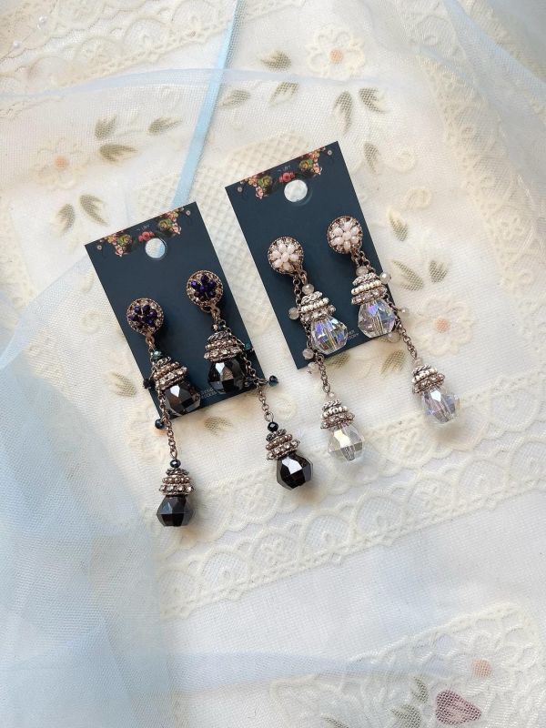 手工設計氣質水滴型水晶垂墜兩件式耳環 