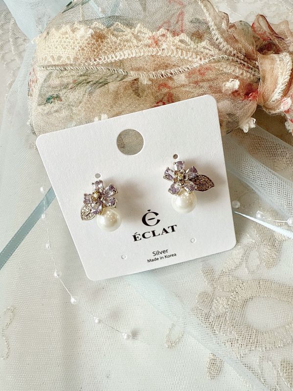 晚霞紫色氣質典雅鋯石小花 