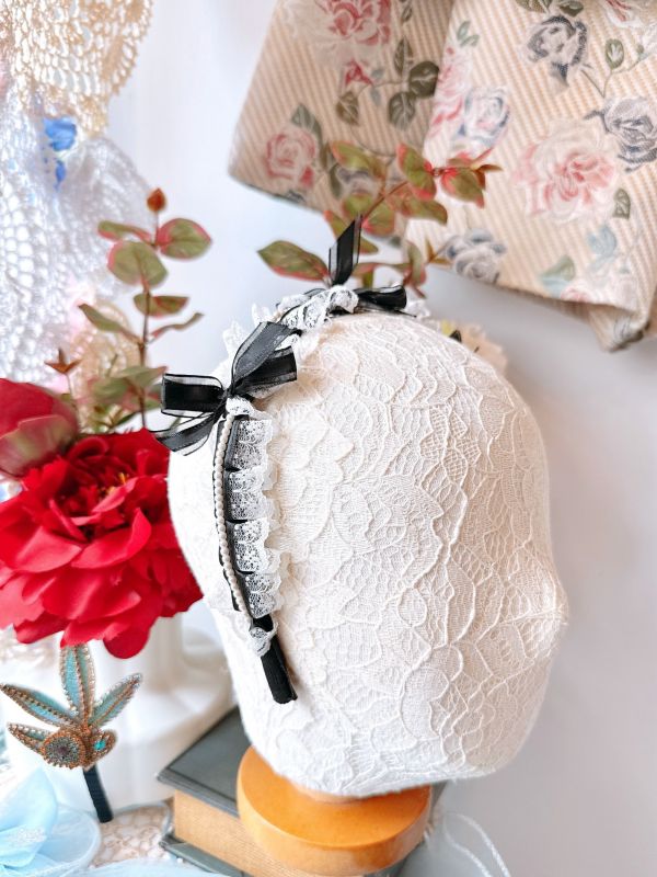 蕾絲珍珠點綴蝴蝶結俏麗髮圈 