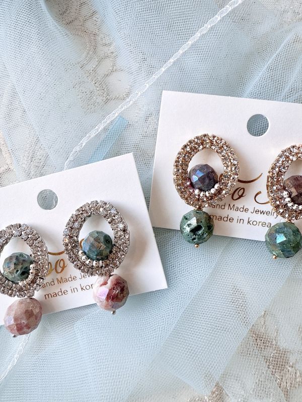 隕石切面光澤高雅耳環 