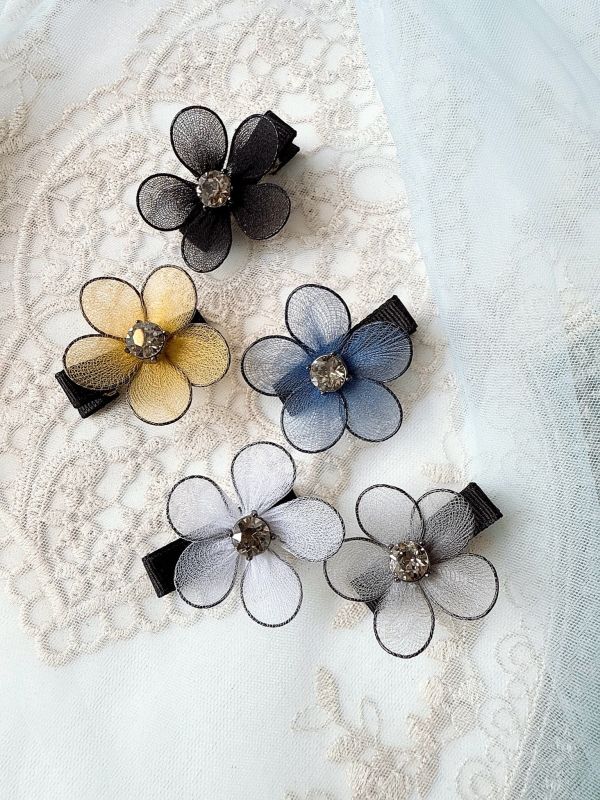 手工立體棉絲花短板髮夾壓夾 