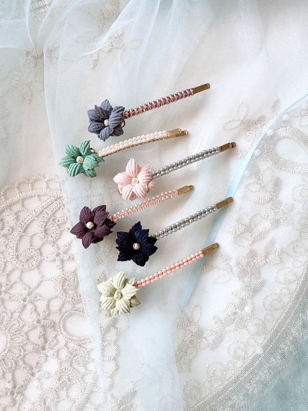 素雅布花手工一字夾 