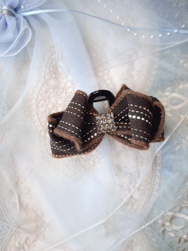 冬日絨邊蓬感蝴蝶結大抓夾 