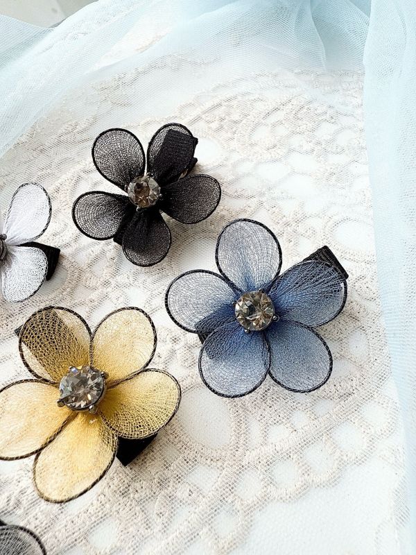 手工立體棉絲花短板髮夾壓夾 