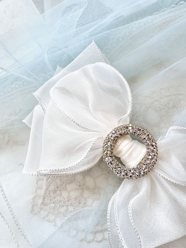 銀蔥雪紡華貴蝴蝶結髮夾 