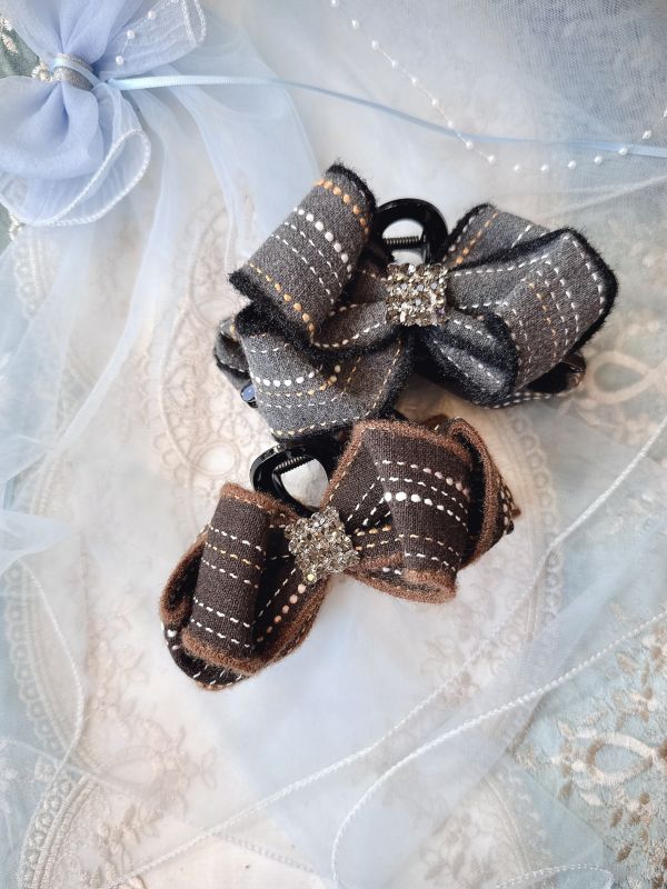 冬日絨邊蓬感蝴蝶結大抓夾 