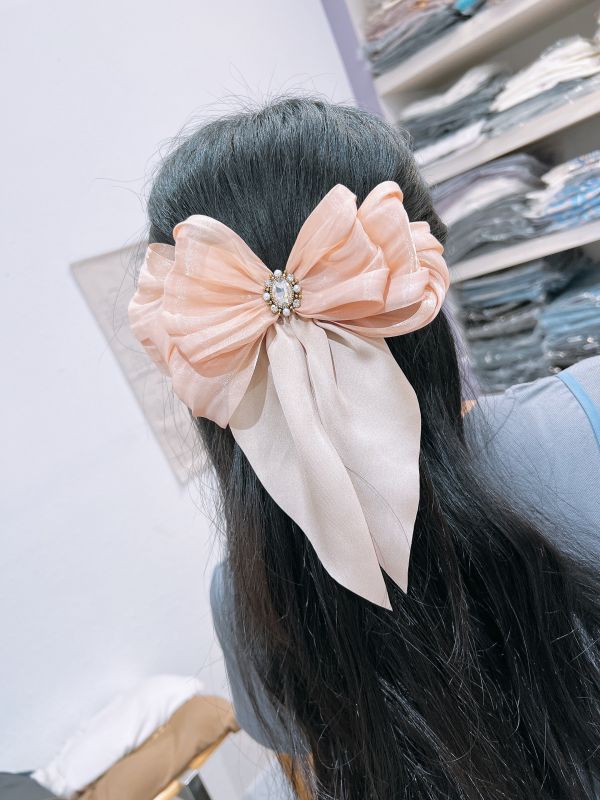 雪紡多層次蝴蝶結彈跳夾 