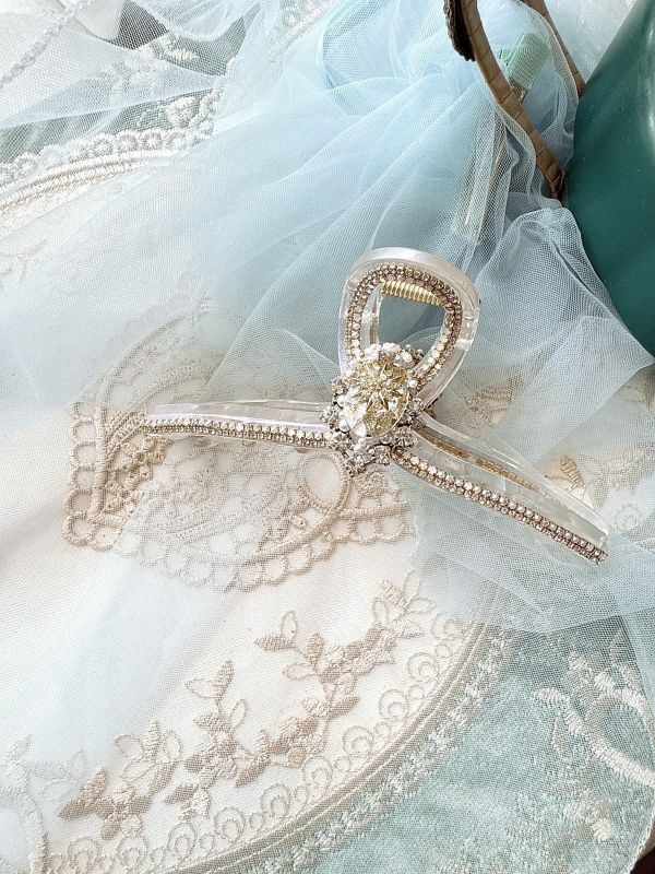 精緻水鑽雕花寶石排鑽抓夾 