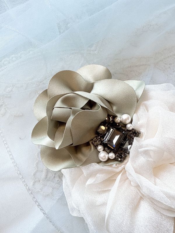 玉潔優雅雪紡花朵彈跳夾 