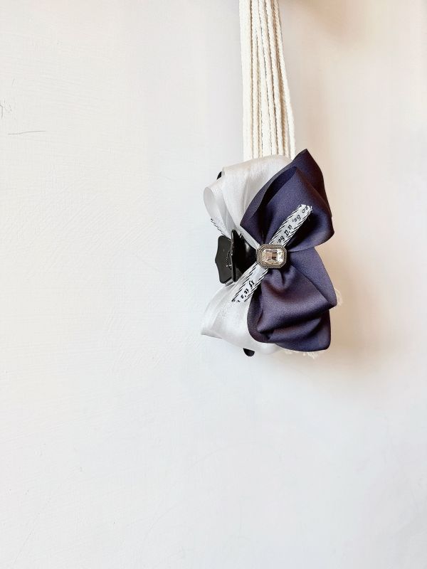 簡約雙層雪紡大蝴蝶結抓夾 