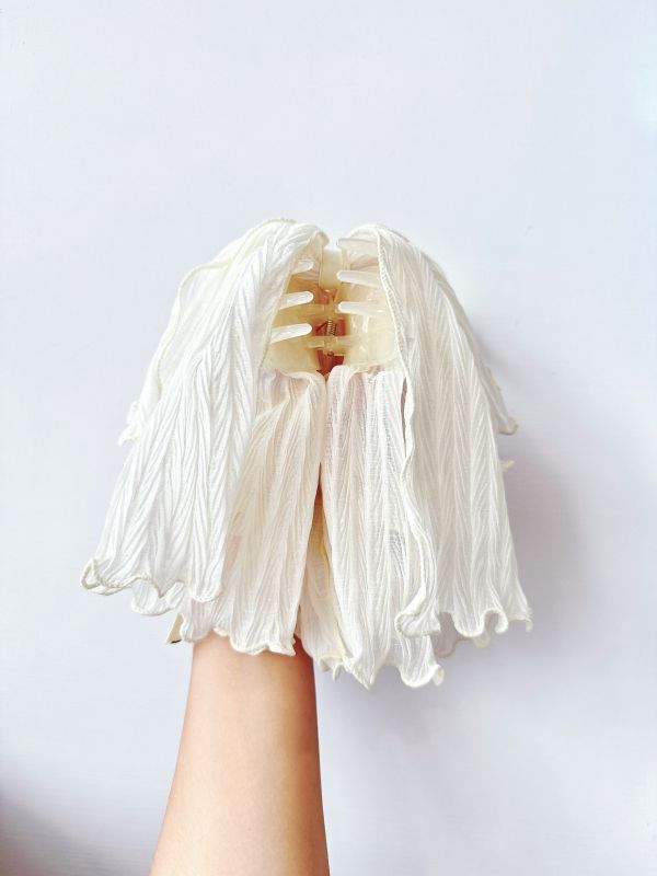 多層次蓬鬆感皺摺雪紡公主鯊魚夾/抓夾 