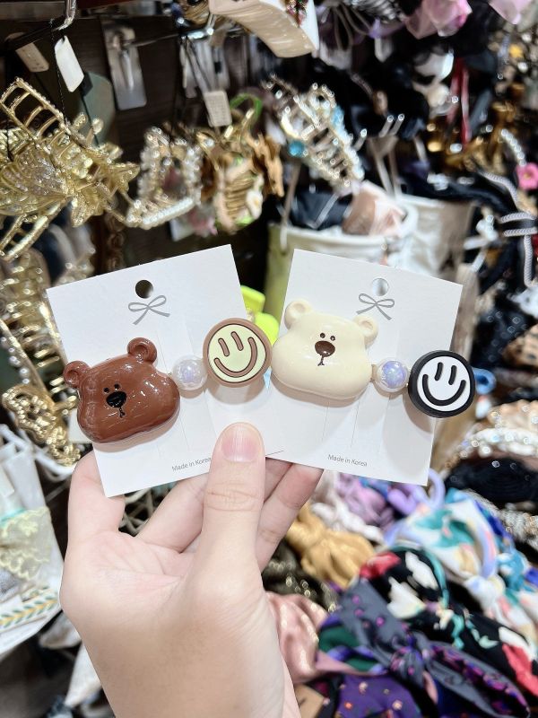 立體小熊微笑橡膠壓夾/側邊夾 