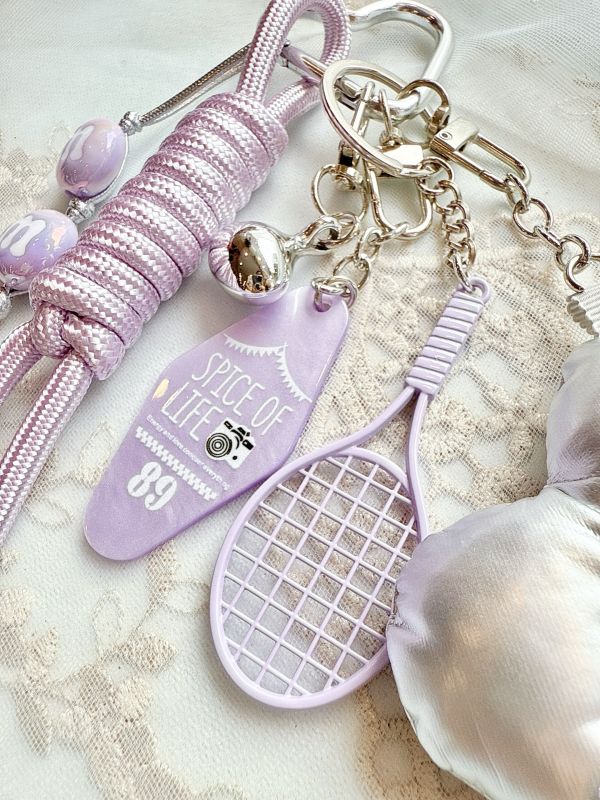 網球主題可愛花朵紫色系多層次掛飾/吊飾 