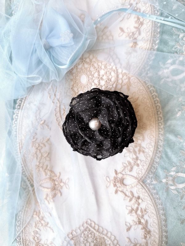 點點雪紡花朵大抓夾 