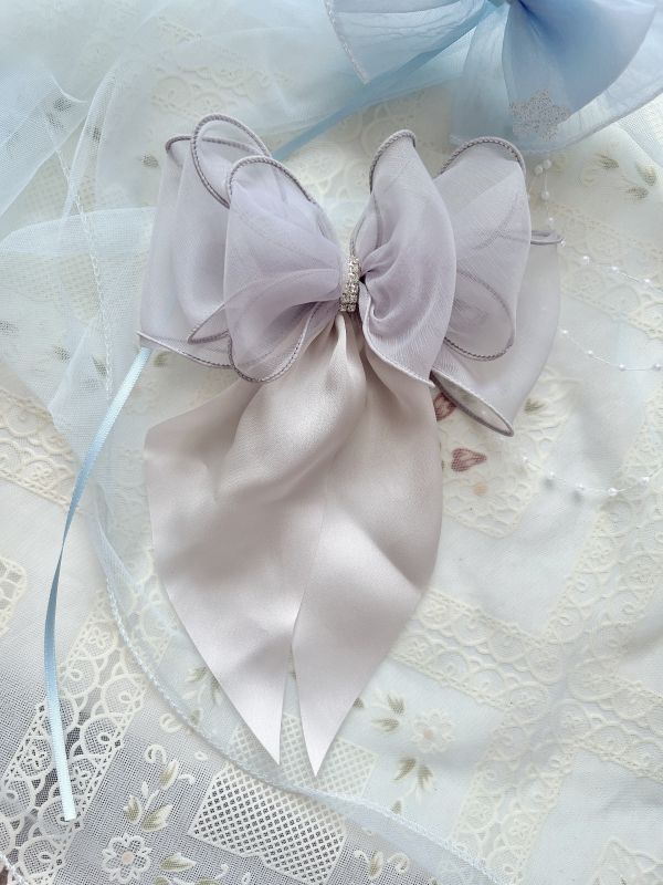 透紗雪紡唯美蝴蝶結彈跳夾 