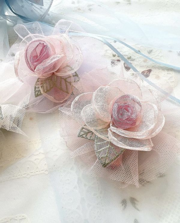 小朋友立體雪紡花壓夾 