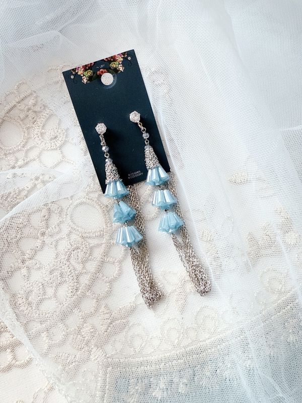 高塔水晶華麗流蘇耳環 