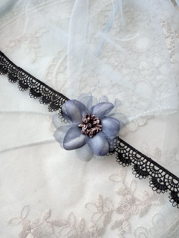 水彩花影手工花蕾絲耳環 