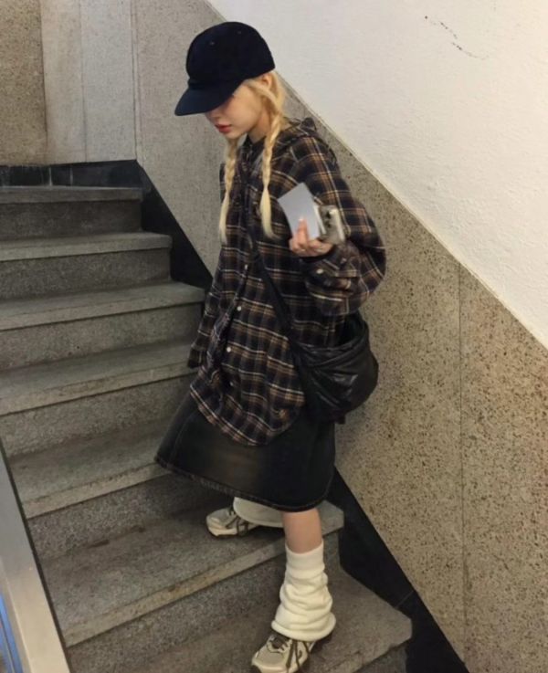 男友衣厚棉大寬版連帽格子襯衫外套 