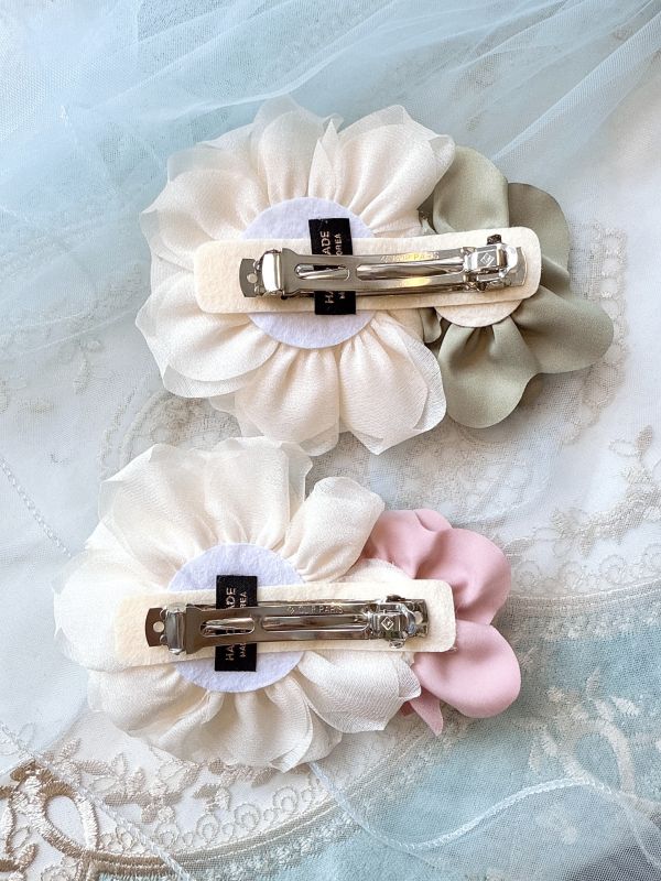 玉潔優雅雪紡花朵彈跳夾 