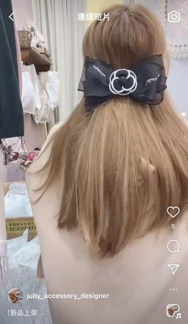 山茶花透紗雪紡蝴蝶結休閒唯美彈跳夾 