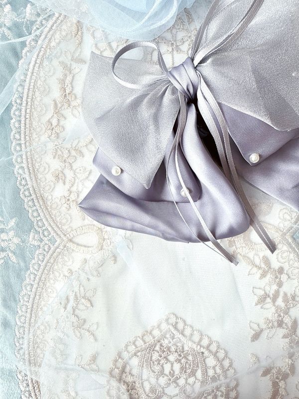 緞面質感蝴蝶結可愛風雪紡公主鯊魚夾/抓夾 