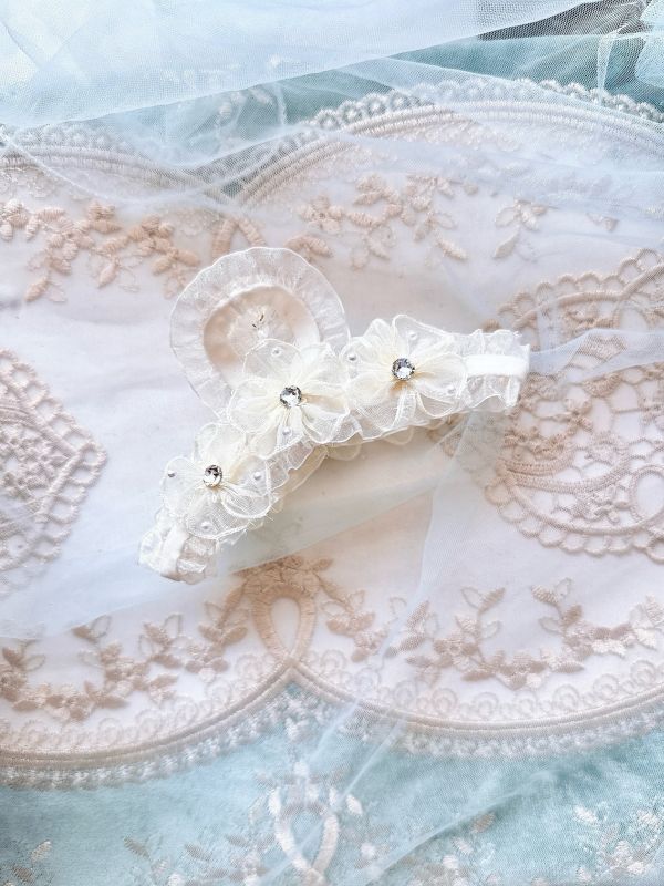 維多莉亞雪紡花朵公主波浪邊抓夾 