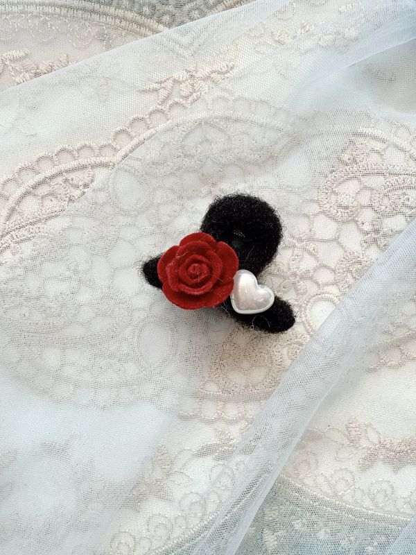 立體絨面蝴蝶結絨毛抓夾 