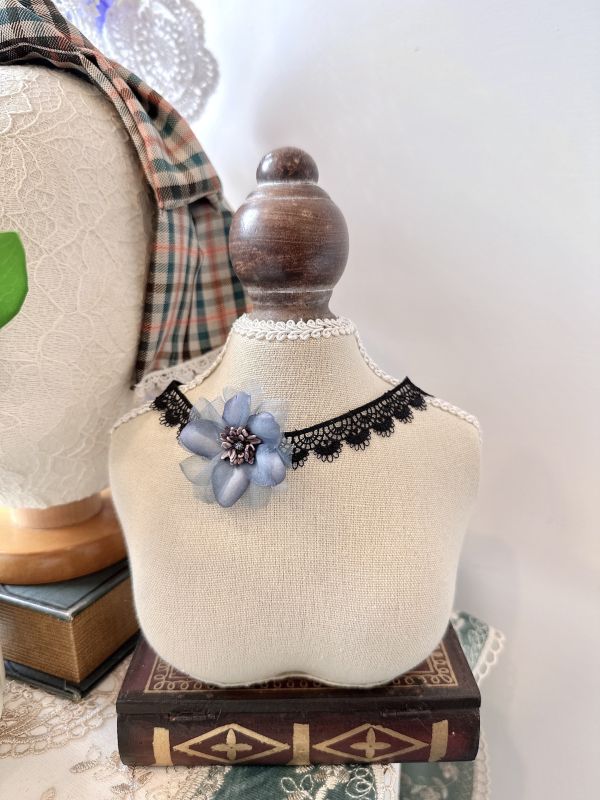 水彩花影手工花蕾絲耳環 