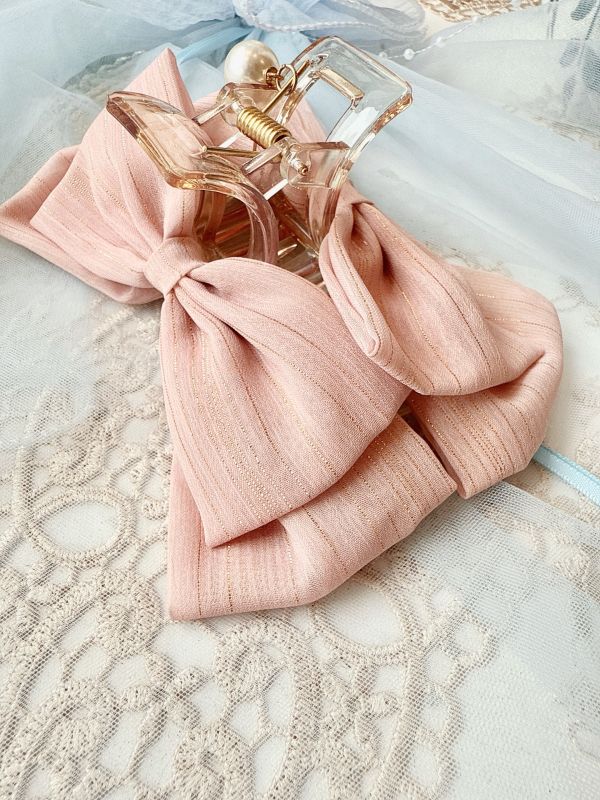 金蔥刷絲面蝴蝶結雪紡抓夾 