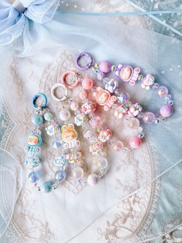 超可愛彩光串珠手機吊飾/掛墜 