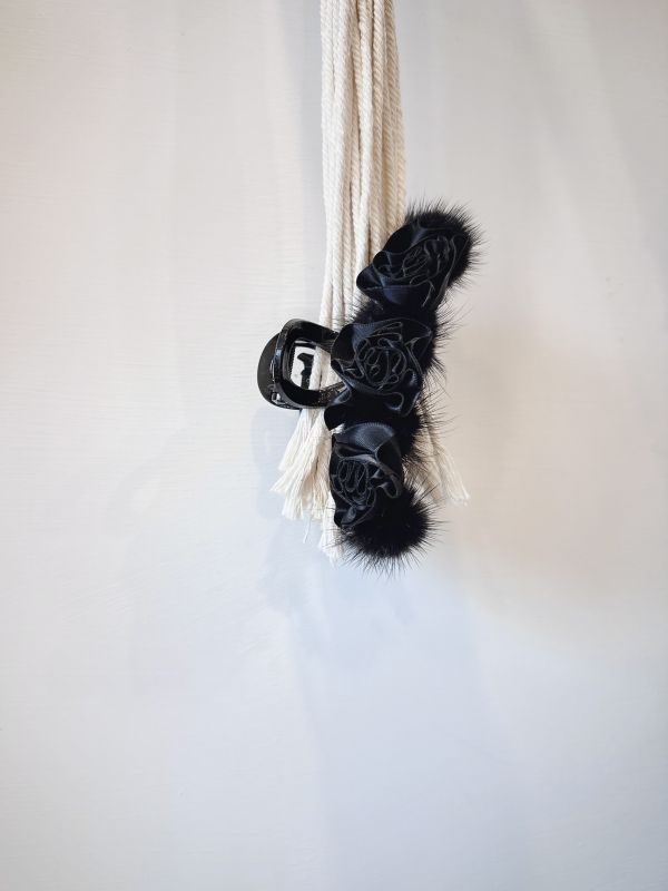 高級感真毛黑玫瑰雙面抓夾 