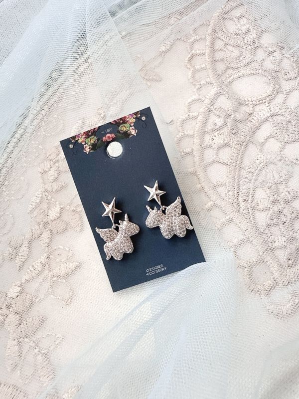 閃耀星獨角獸鋯石耳環 