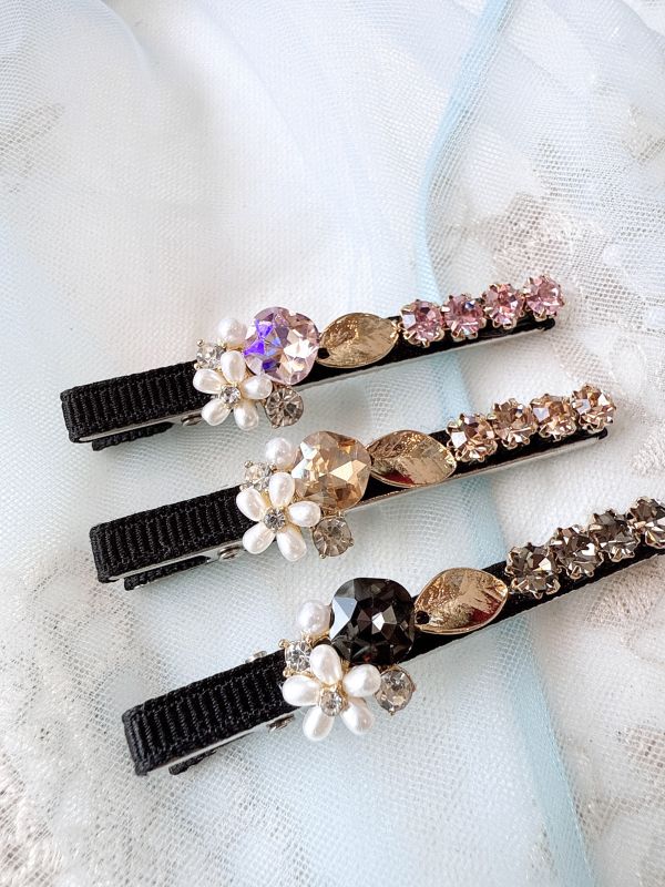 花夕水鑽手工壓夾 