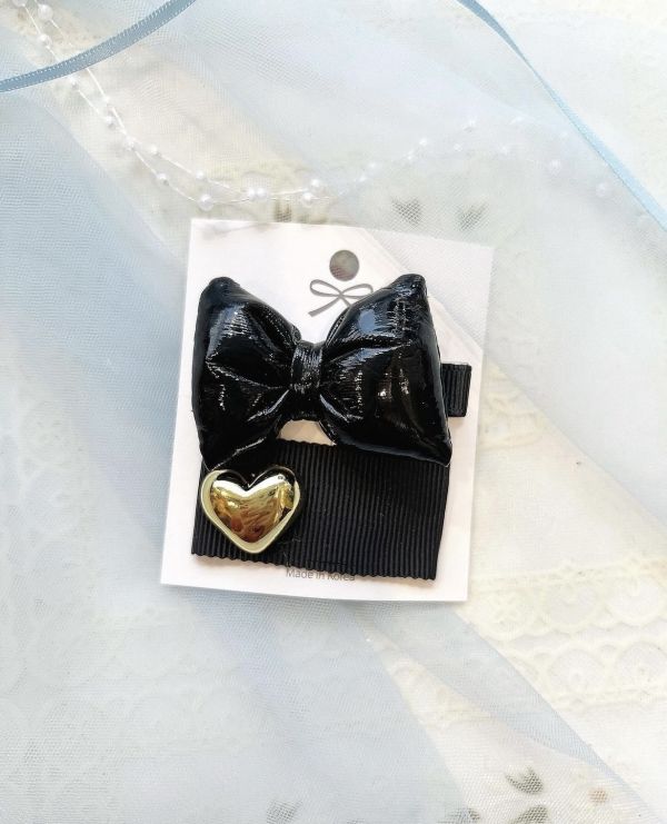 小朋友胖嘟嘟蝴蝶結兩件式髮夾 