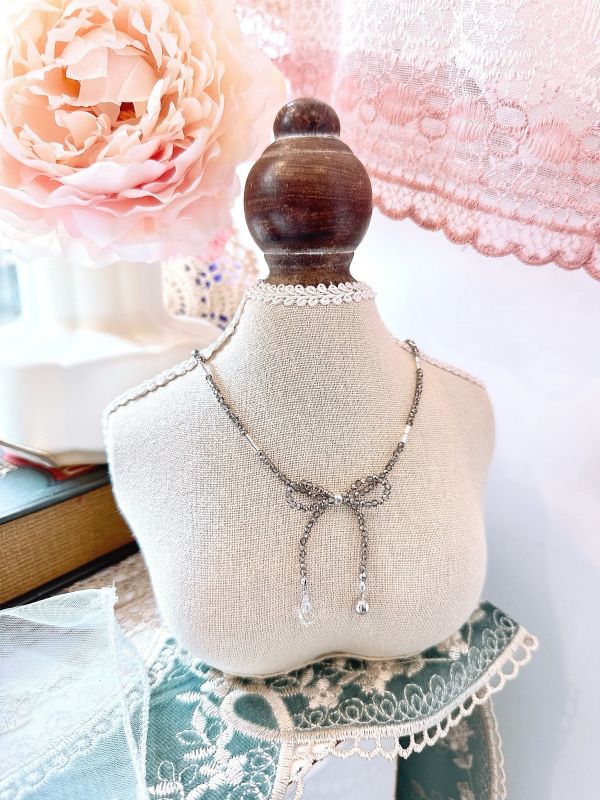 水晶奢雅蝴蝶結精緻短鏈 