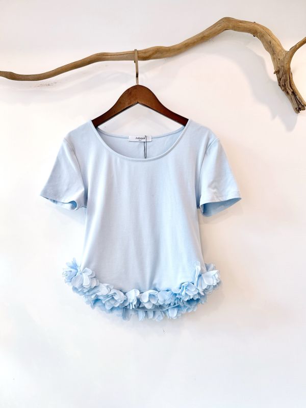 花綻微笑下擺棉質上衣 