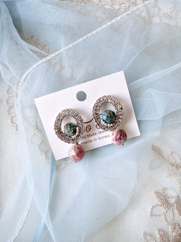 隕石切面光澤高雅耳環 