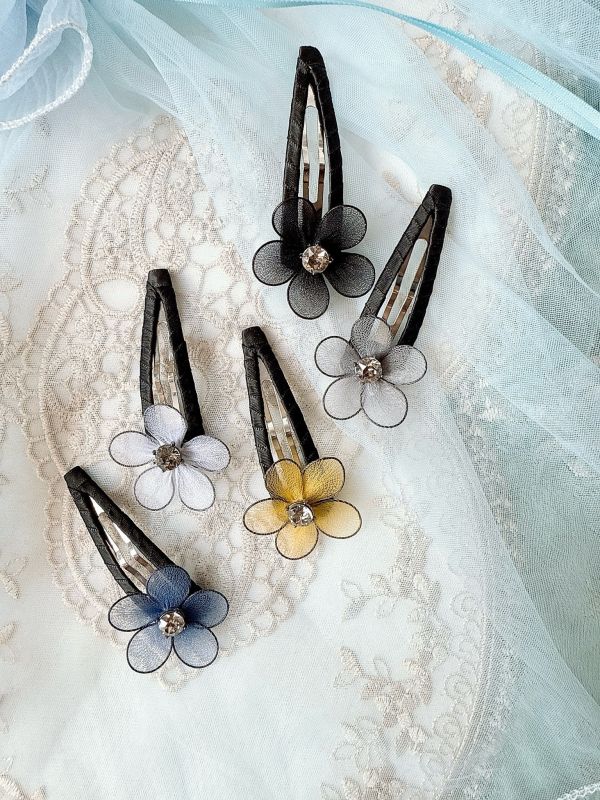 手工立體棉絲花自動髮夾啪啪夾 