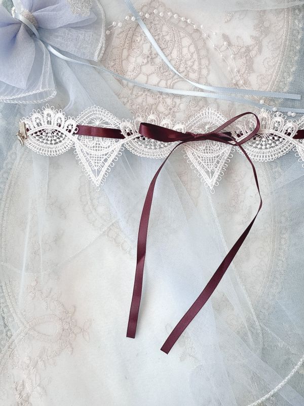 蝴蝶結不規則蕾絲個性頸鏈 