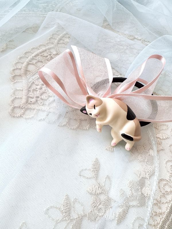 貓咪公仔蝴蝶結髮束 