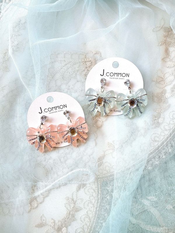 貼鑽精緻果凍感樹酯蝴蝶結耳環 