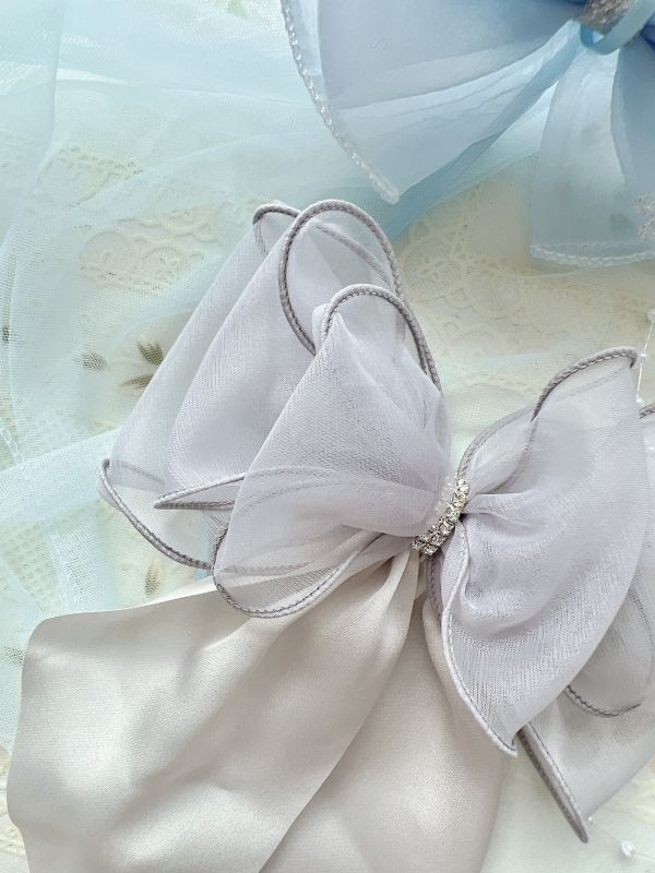 透紗雪紡唯美蝴蝶結彈跳夾 